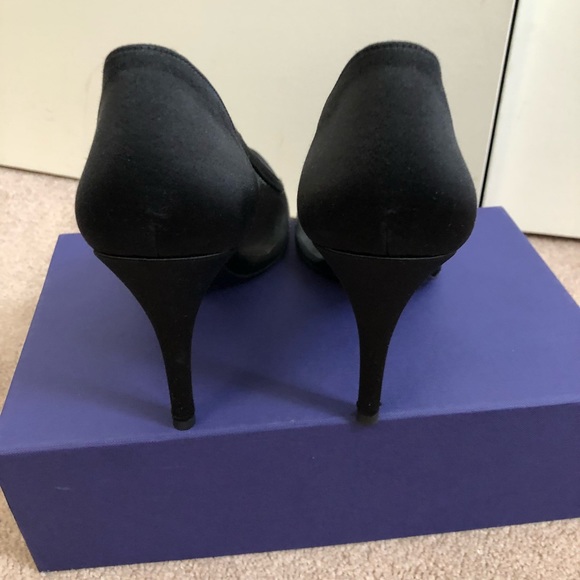 Black Satin Pumps with Rhinestones - Picture 6 of 7